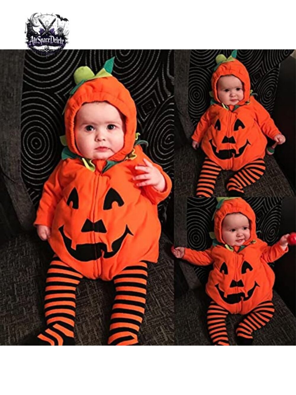 Baby Pumpkin Halloween Costume Cotton Hooded Unisex Kids Dress Up